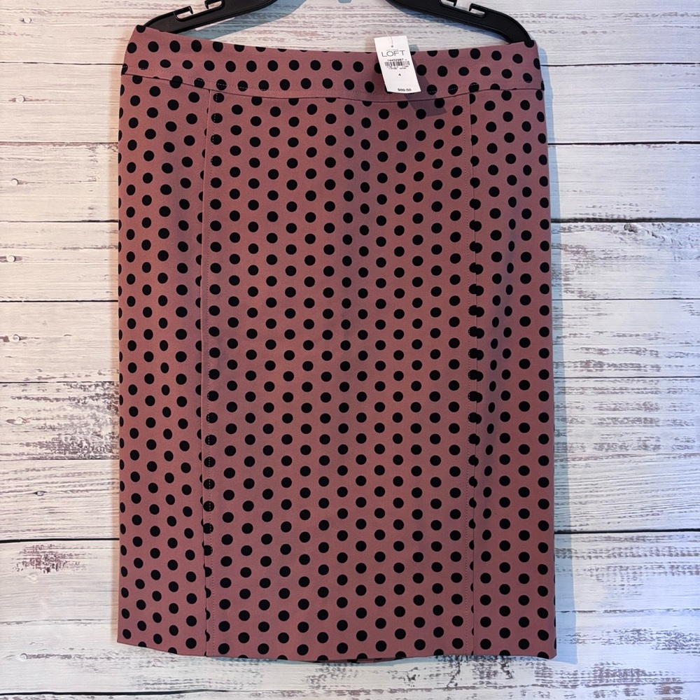 Ann Taylor Brown and Black Polka Dot Pencil Skirt Brand New NWT